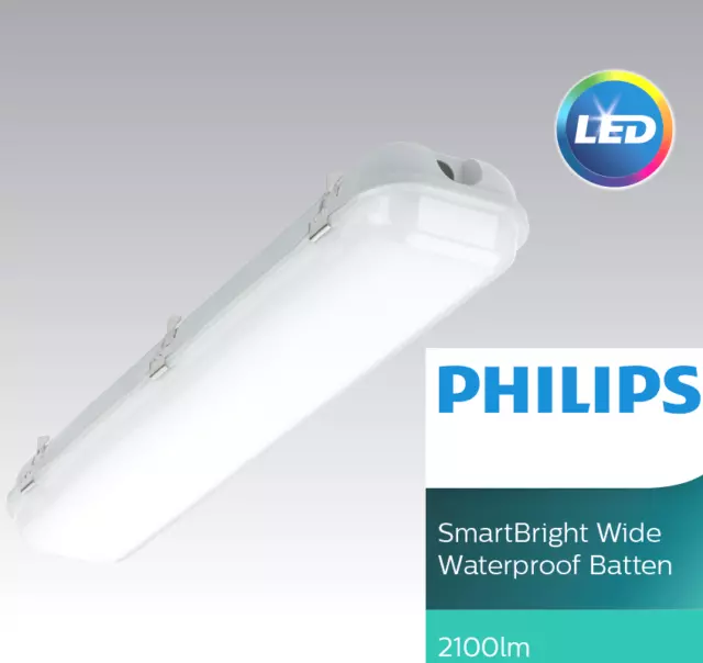 Philips 20W Waterproof LED Smartbright Wide Batten LED20 Cool White 6500k IP65