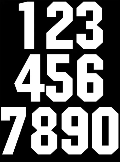 Individual White Iron On Transfer Numbers For Sport Shirts / No Heatpress Reqd