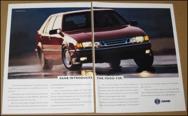 1993 Saab 9000 CSE 2-Page Print Ad 1993 Car Automobile Advertisement Vintage