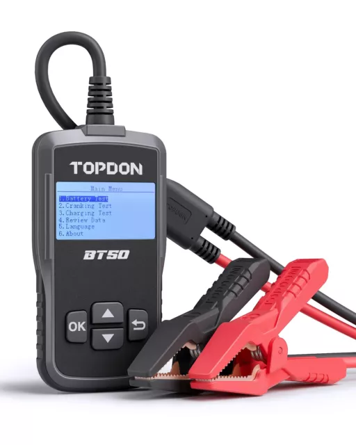 TOPDON BT50 Car Battery Tester Analyzer Cranking Charging Test 12V CCA100~2000