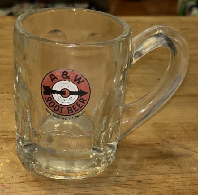 Vintage A&W Root Beer Glass Mug Stein 4.5" Tall Arrow Logo Bullseye 1961-1968 AW