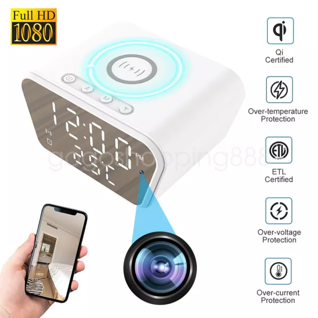 WiFi Alarm Clock Camera Night Vision HD 1080P Motion Sensor Security Nanny Cam 2