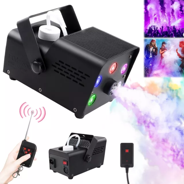 550W Smoke Fog Machine RGB Multi Color LED DJ Xmas Stage Effect Light w/Remote