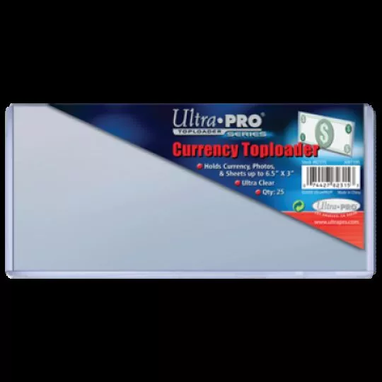 Ultra Pro Currency Toploader 6.5"x3" Clear Holder 25 Pack - Dollar Bill Case CDG