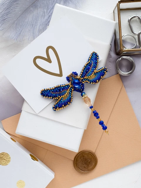 "Hágalo usted mismo Kit de fabricación de joyas Broche alfiler ""Libélula"" Broches hechos a mano Cuentas De colección