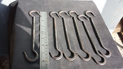 6pce Large Hand forged 'S'Hook Multipurpose Garden Wrought Iron Blacksmith made