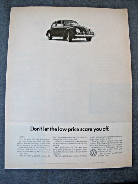 1966 Beetle VW volkswagen car original magazine add Don't let the low price sc..