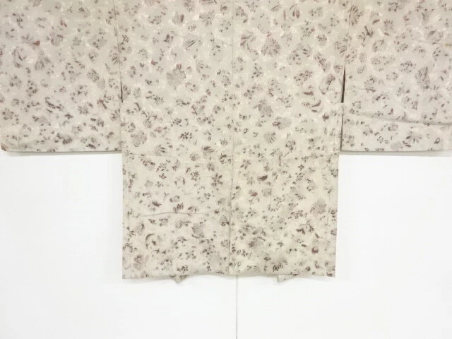 83426# Japanese Kimono / Antique Haori / Woven Floral Plants