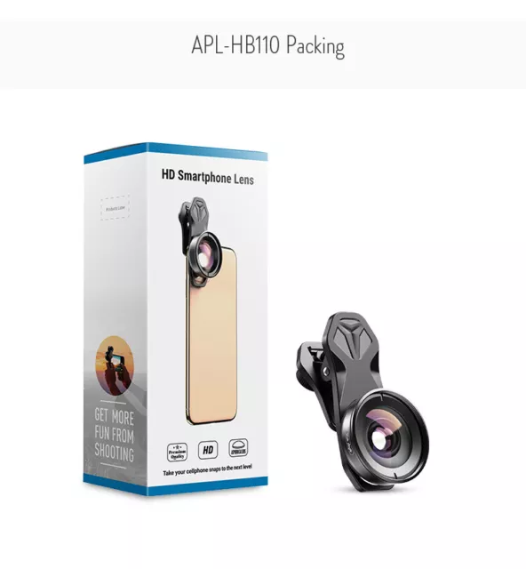 APEXEL HD Camera Phone Lens Kit 110 degree 4K Wide angle lens For iPhone Xiaomi