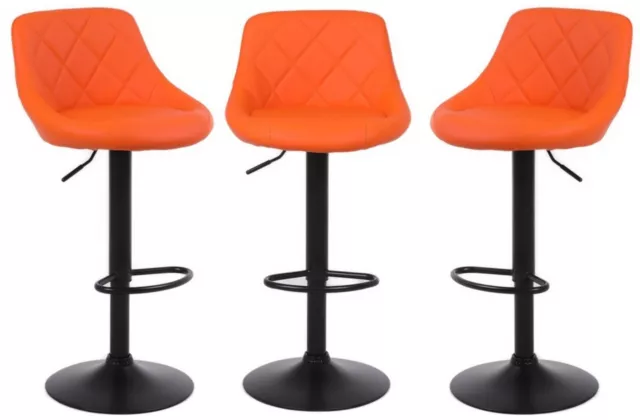 3 X Orange Bar Stools Chairs Breakfast Chairs Swivel Gas Lift CORDOBA