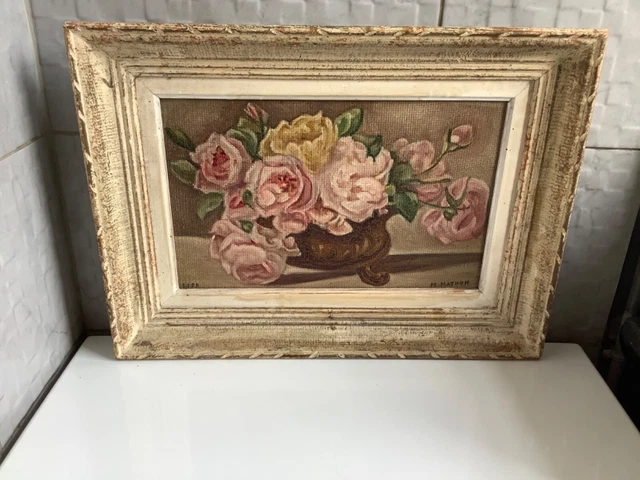 ancien Tableau , Huile sur panneau signée et daté 1955
