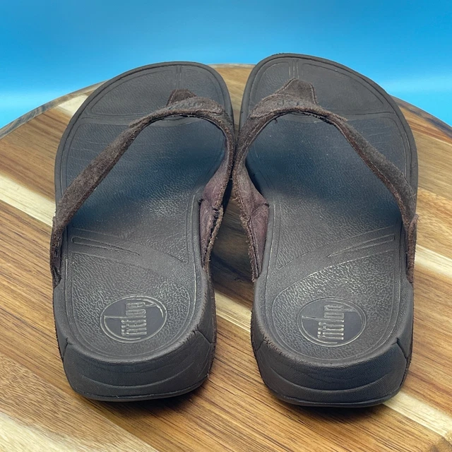 FitFlop Thong Sandal Womens 8 Brown Chocolate Suede Comfort Casual Cushioned 2