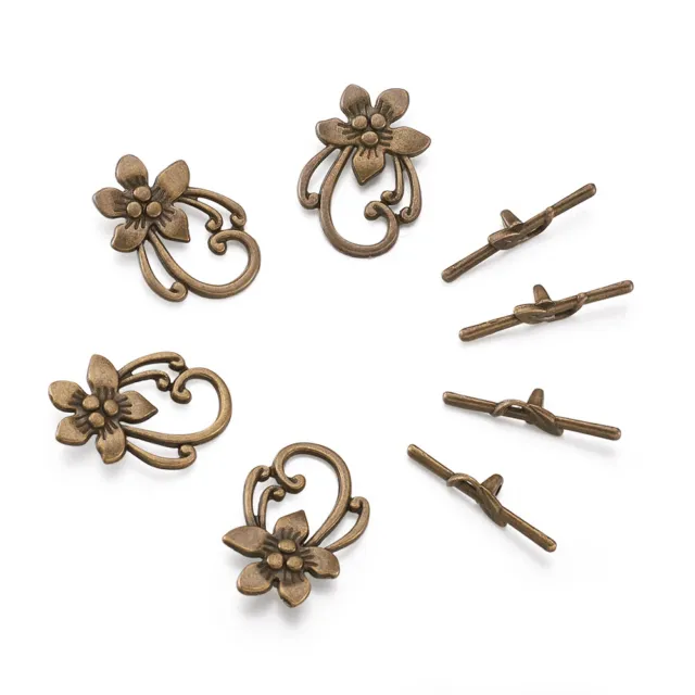 10set Tibetan Style Flower Toggle Clasps Hook Antique Bronze Jewelry Supplies