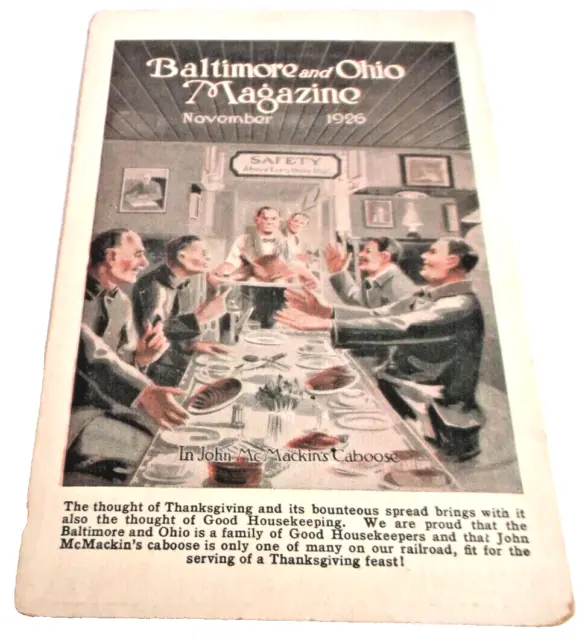 1926 B&O Baltimore & Ohio Unused Company Magazine Thanksgiving Post Card