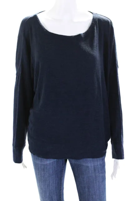 Vince Women's Wool Boat Neck Long Sleeve Pullover Sweater Blue Size S