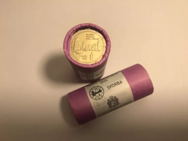 Rouleau 2 euro Malte UNC 2020 Temple de Skorba commémorative roll Malta rare