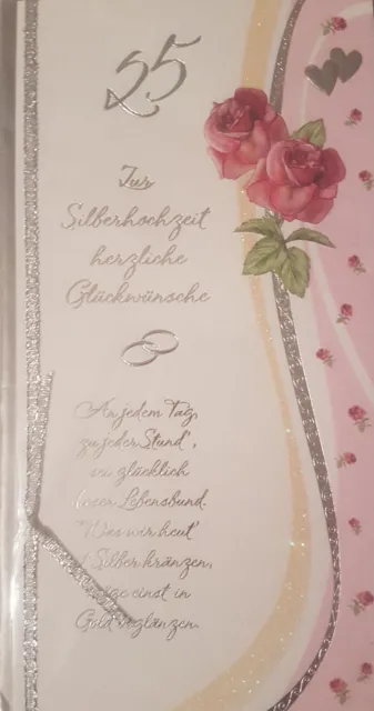 04 Silberne Hochzeit Ehe 25 Jahre Glückwunschkarte Grußkarte  NEU OVP*