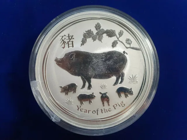 🌟2019 1 Kilo .9999 Fine Silver Lunar Year Of The Pig In Capsule From Perth Mint