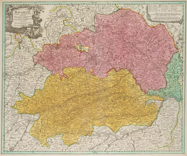 J. HOMANN (1664-1724), Bavariae, um 1720, Kupferstich Barock Landkarten