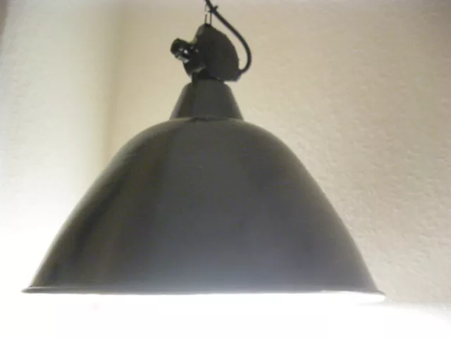 Original LBL 47cm ∅ (Large Gerade) German Bauhaus Lampe Emaille Industrielampe