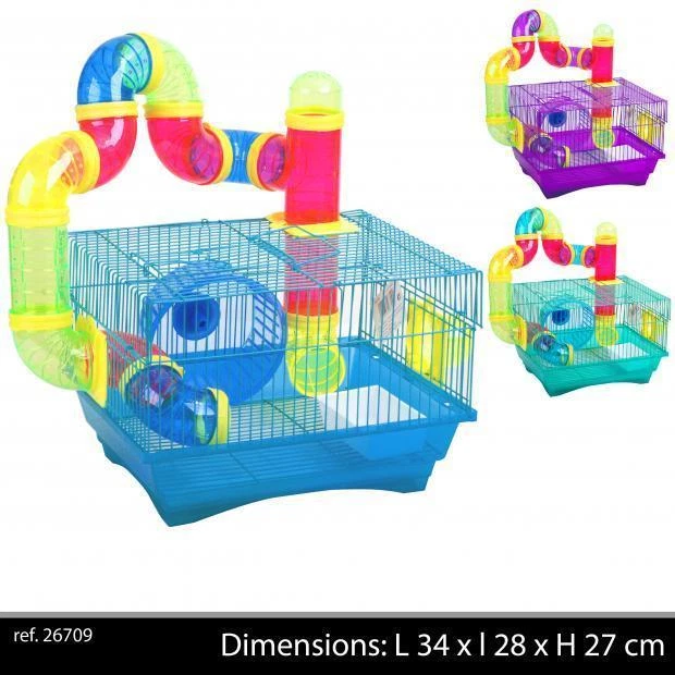 Cage Roue Hamster Rongeur Souris Animaux Tube Tobbogan Jeu  Roue Circuit Neuf 92