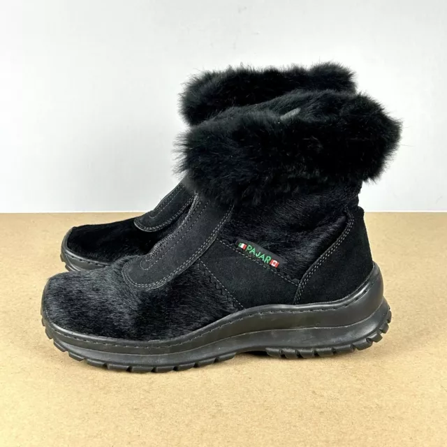 Pajar Calf Hair Fur Lined Front Zip Winter Boots Womens 7 EU 38 Black