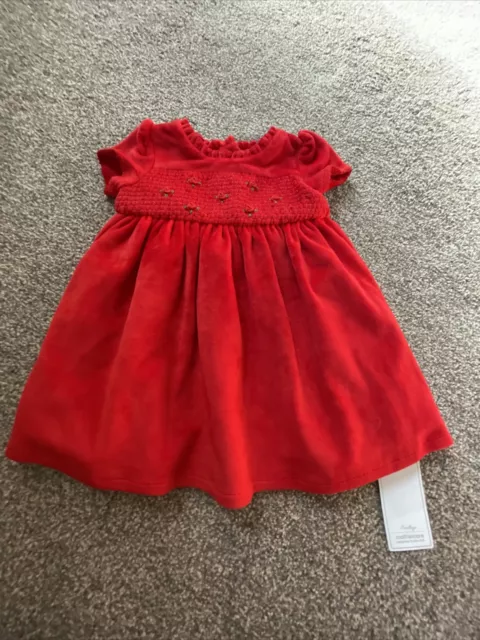 HERITAGE BY MOTHERCARE Baby Girls Floral Rose Velour Smocked Dress