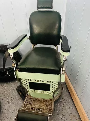 Antique Vintage Barber Chair Theo a Koch’s Chicago Mint Green 