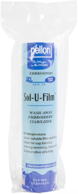 Pellon Sol-U-Film Wash Away Embroidery Stabilizer-Clear 8"X9yd