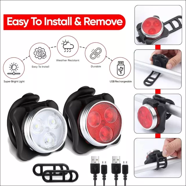 Super Bright  Bike Light Set USB Rechargeable Bicycle Lights Waterproof Mountain