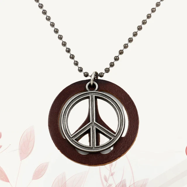 2 Stück Retro Peace Charm Halskette Peace Sign Anhänger Schmuck Mode Pullover 9
