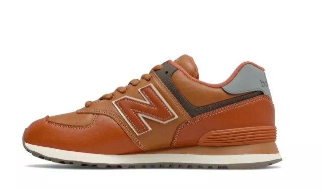 ML574OMA New Balance Uomo Marrone Sneakers IN Pelle Basso Top Scarpe UK 6.5