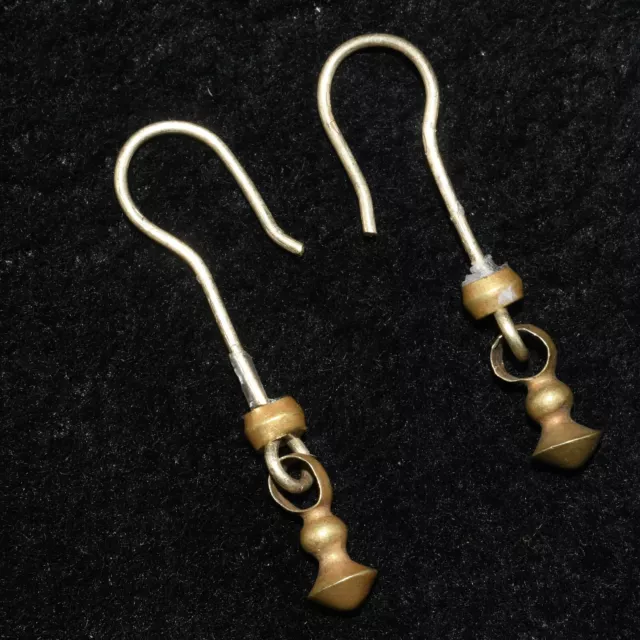 Pair of Genuine Ancient Near Eastern Roman Solid Gold Earrings C. 3rd Century AD