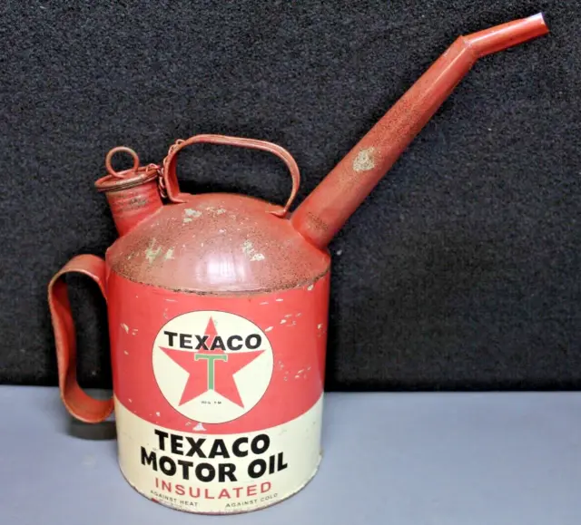 VTG Texaco Motor Oil Metal Spout Can Replica Chevron Caltex Rustic Collectible