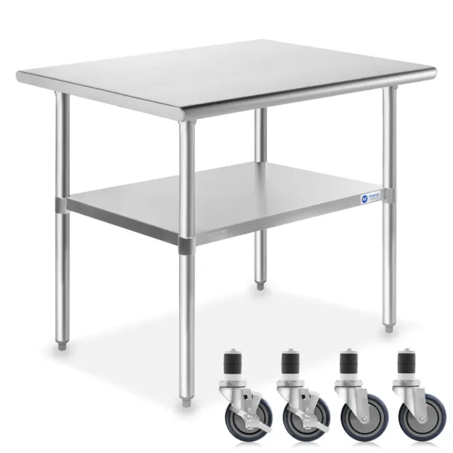 36 x 24 Inch NSF Stainless Steel Prep Table w/ Casters