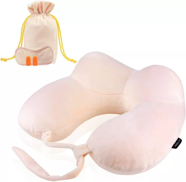 Inflatable Travel Neck Pillow Comfortable U-Shape Airplane Cushion Carrying Case