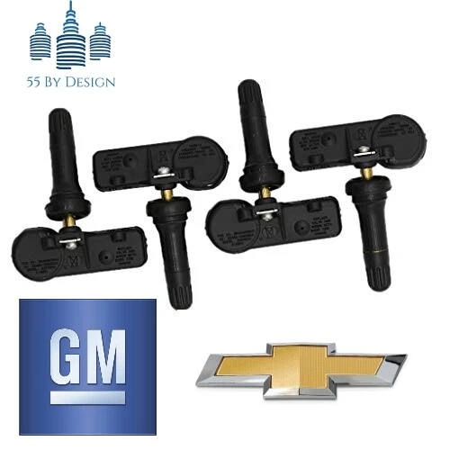 SET OF 4 GENUINE OEM CHEVY SILVERADO TPMS Tire Pressure Sensors Kit GMC
