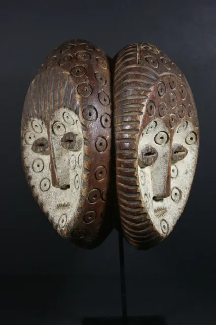 African BWAMI Double Faced Mask - LEGA tribe, D.R. Congo, TRIBAL ART PRIMITIF