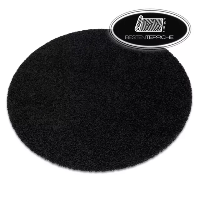 Modern Plain Shaggy Carpet " Soffi " Circle Soft 2in Very Thick Black