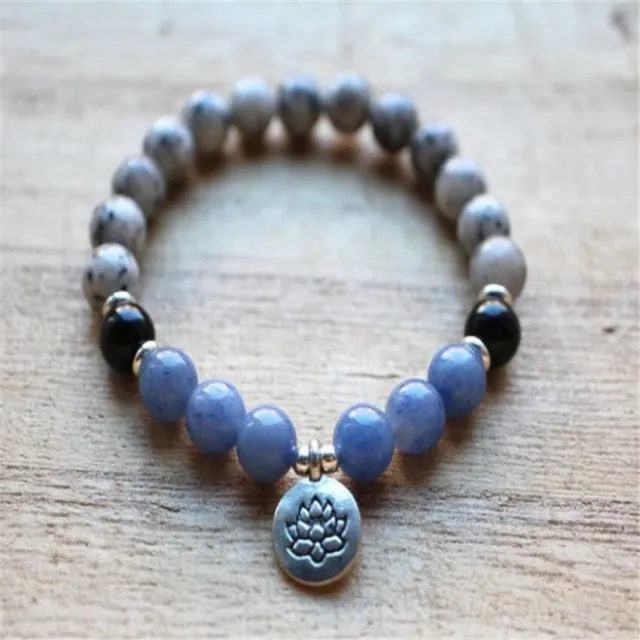 6mm Blue Aventurine Gemstone 108 Bead Mala Bracelet Meditation Buddhism pendant