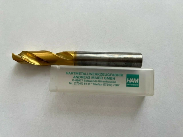 New Ham Germany Solid Carbide Drill 12.5Mm (.4921")  2" Fl X 4" Oal Tin Coated