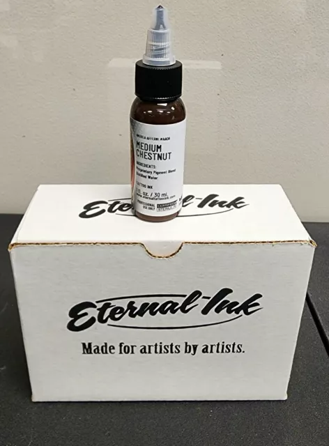 "Tinta para tatuaje eterna ""castaño mediano"" botella de 1 oz 100 % auténtica ¡envío rápido!