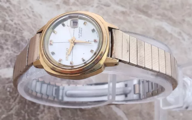 Retro 14k Gold Seiko Automatik 21 Juwel Armband Armbanduhr ca. 1975 PROJEKT 3