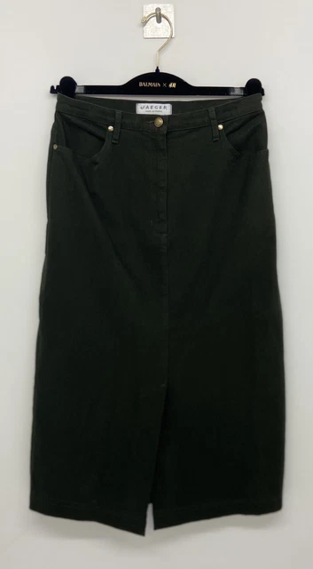 Gonna da donna verde vintage Jaeger taglia 10 cotone A16