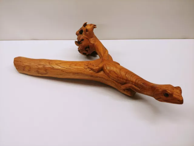 Vintage Lizard Geico Hand Carved Burl Wood Briar Wood 21" x 12" Slingshot Stick