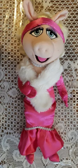 Disney Collector Miss Piggy Muppet 12” Plush Doll In Pink Dress Rare Disney