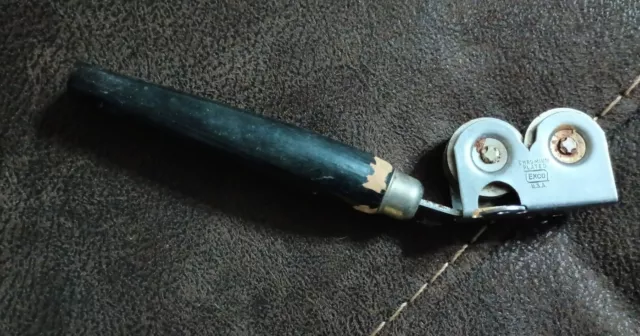 Vintage Ekco Metal Knife Sharpener Pull-Through Black Wood Handle Primitive