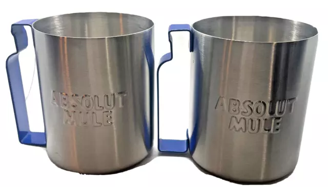 2 Absolut Vodka Mule Cups Stainless Steel Mug Coffee, Barware, Party, Man Cave