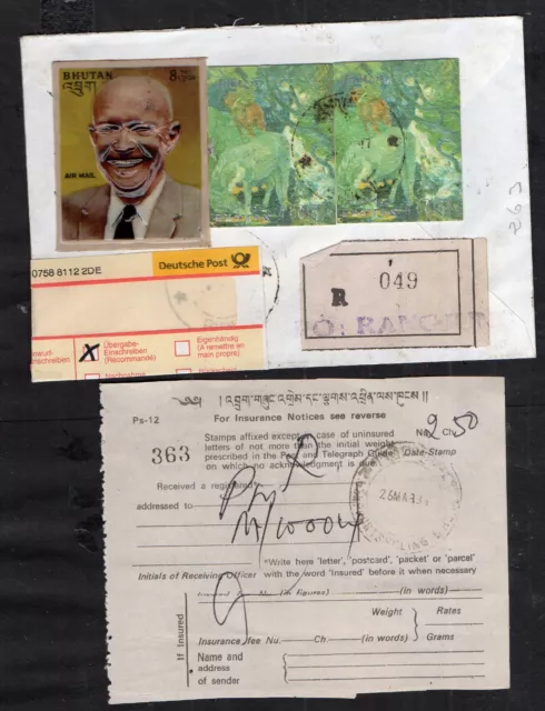 Briefmarken Bhutan 1984 ,Eisenhower, Gemälde 3D Struktur,Einschreiben 26.3.84Eis