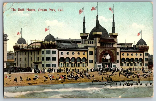 California CA - General View of Bath House - Ocean Park - Vintage Postcard